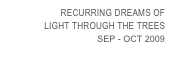RECURRING DREAMS OF
LIGHT THROUGH THE TREES
SEP - OCT 2009