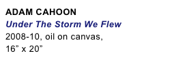 ADAM CAHOON
Under The Storm We Flew
2008-10, oil on canvas,
16” x 20”